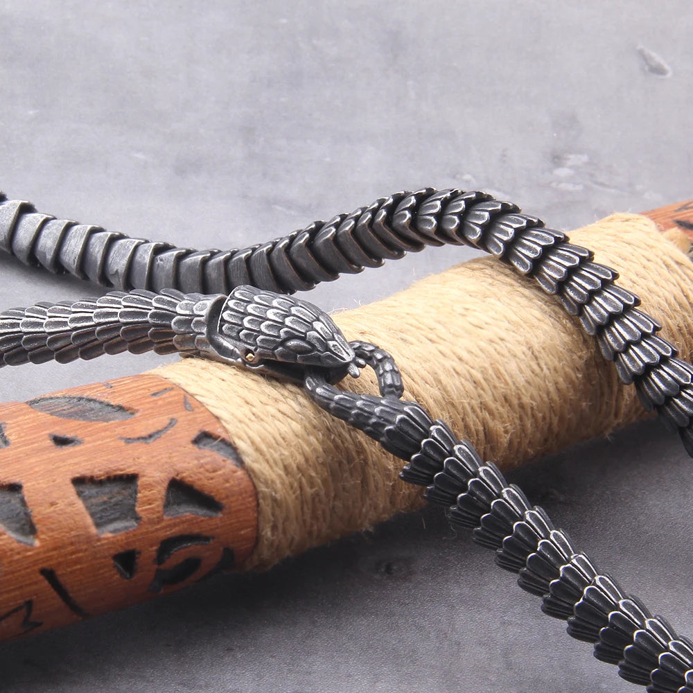 Viking Ouroboros vintage punk Necklace for men never fade stainless steel fashion Jewelry hippop street culture