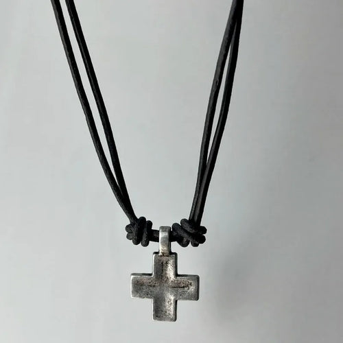 1/2Pcs Fashion PU Leather Rope Cross Necklace Adjustable Long Choker Collar Pendant Necklace Women Men Metal Hangings Necklace